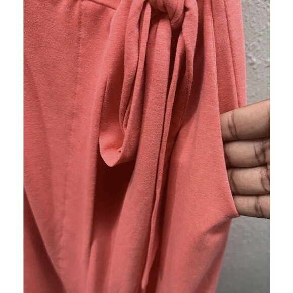 Fresh Produce XL Wrap Tie Dress Poppy Coral Sonia Stretchy Knit With Pockets - Picture 4 of 8